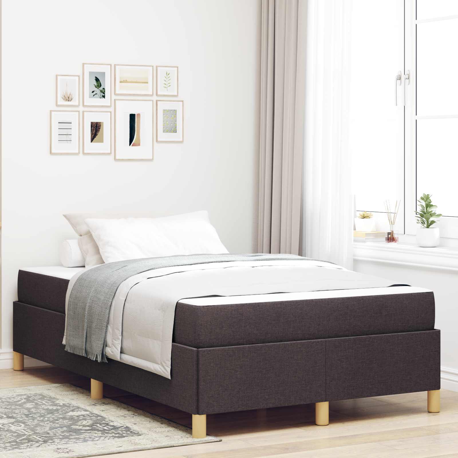 vidaXL Ramka łóżka z materacem Ciemny brąz 120 x 200 cm tkanina