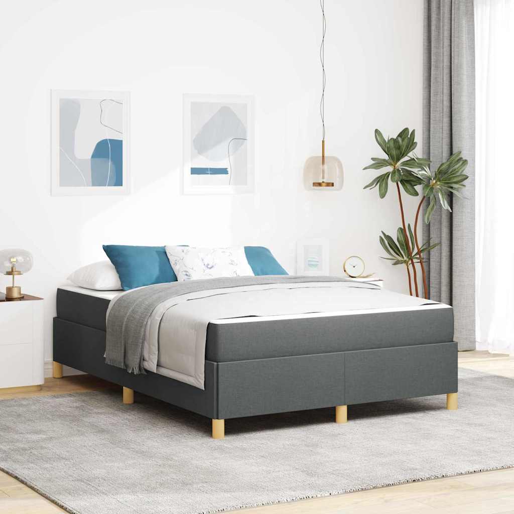 vidaXL Ramka łóżka z materacem Ciemnoszary 140 x 190 cm tkanina