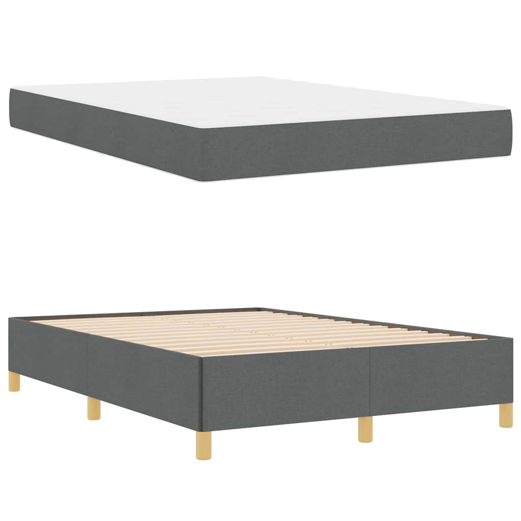 vidaXL Ramka łóżka z materacem Ciemnoszary 140 x 190 cm tkanina