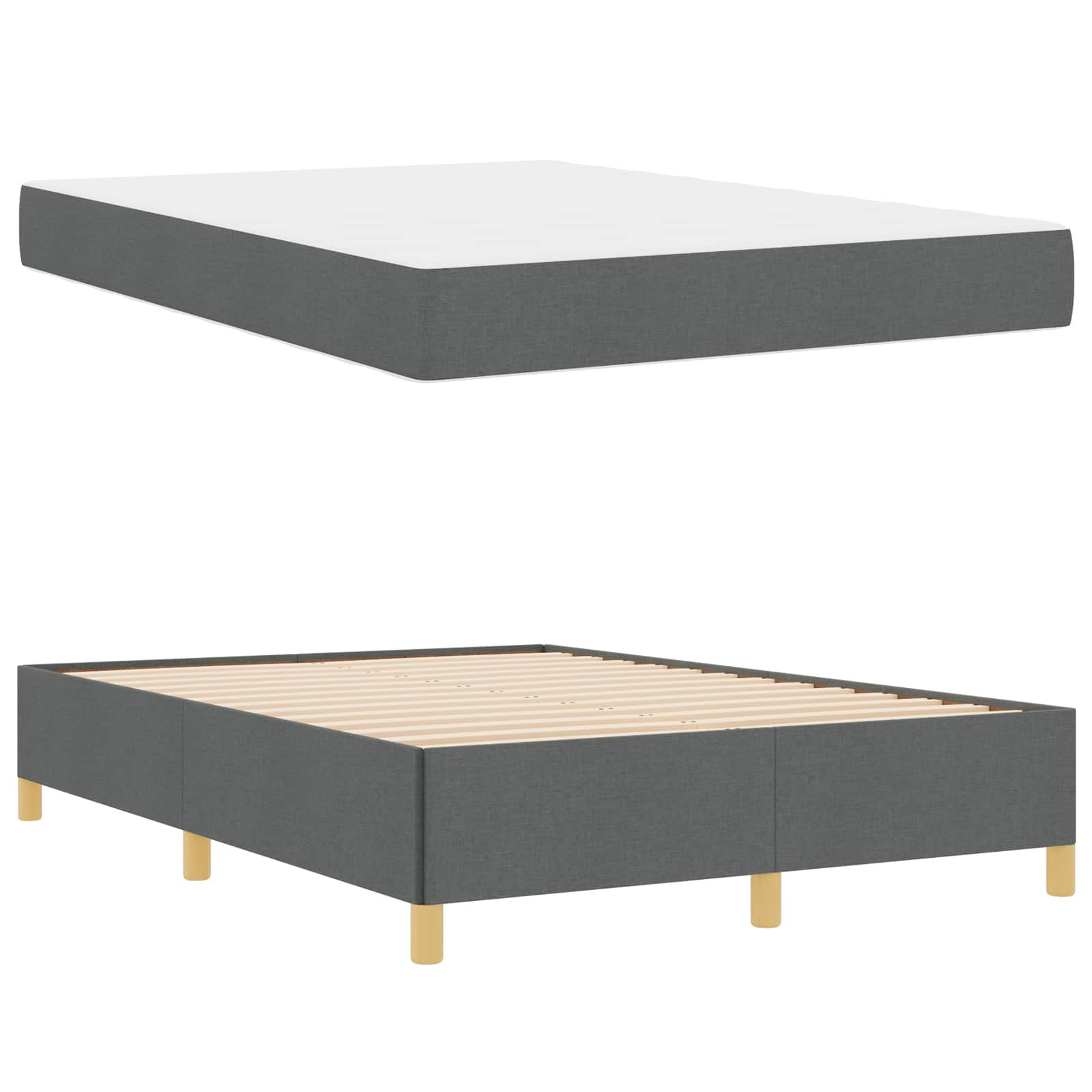 vidaXL Ramka łóżka z materacem Ciemnoszary 140 x 190 cm tkanina