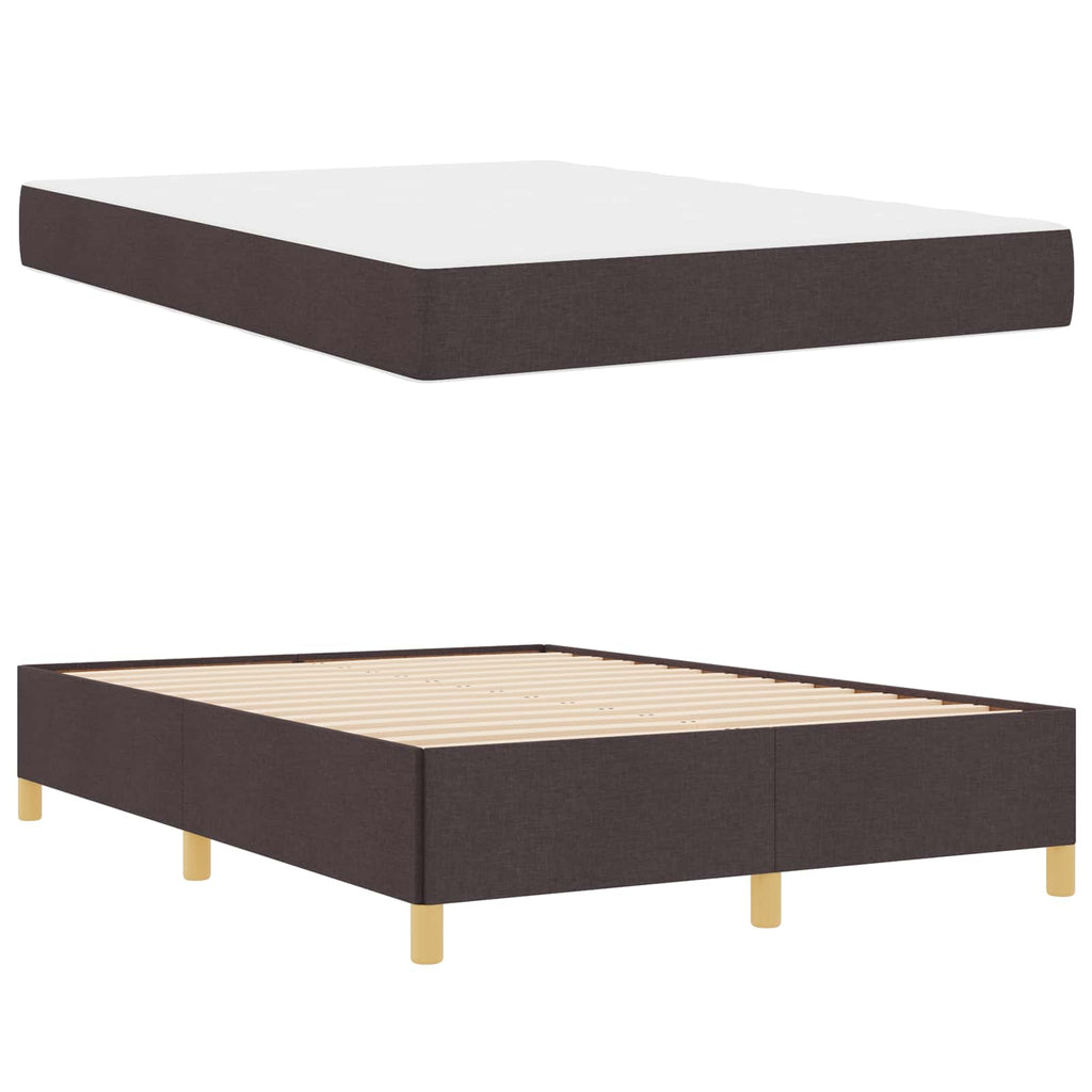 vidaXL Ramka łóżka z materacem Ciemny brąz 140 x 190 cm tkanina