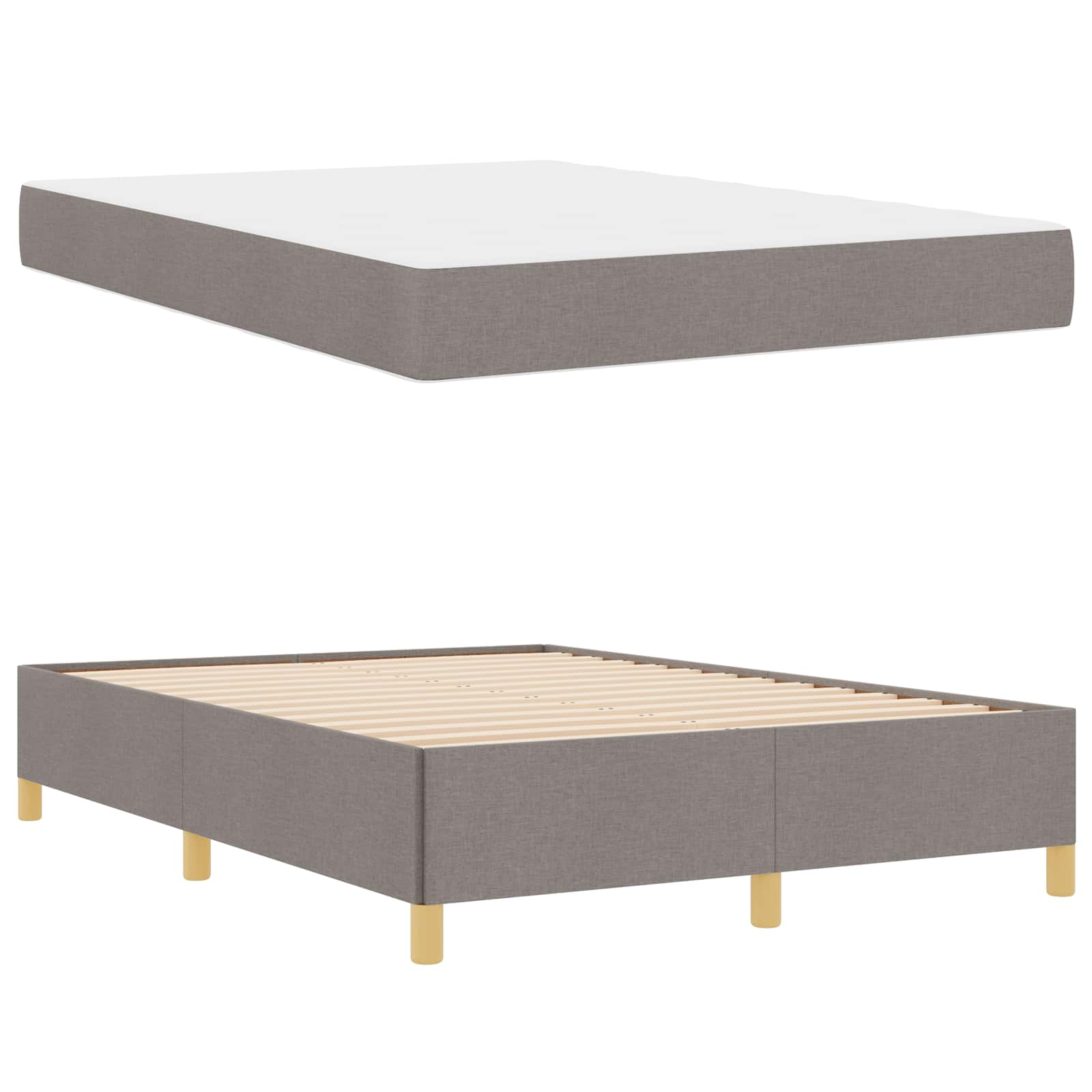 vidaXL Ramka łóżka z materacem Ciemnoszary 140 x 190 cm tkanina