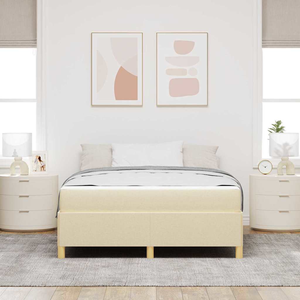 vidaXL Ramka łóżka z materacem Kremowy 160 x 200 cm tkanina