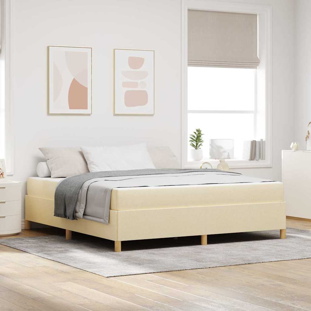 vidaXL Ramka łóżka z materacem Kremowy 180 x 200 cm tkanina
