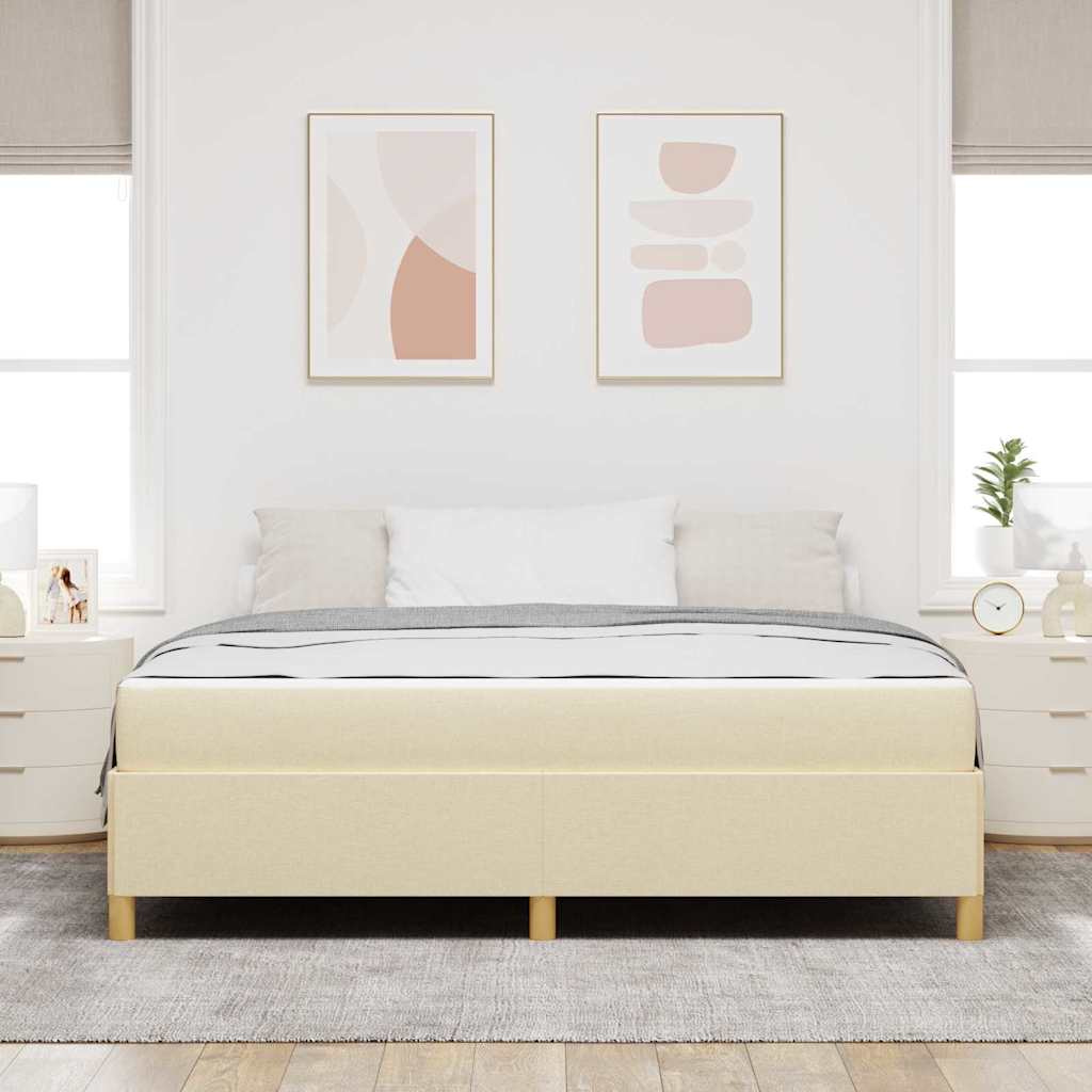 vidaXL Ramka łóżka z materacem Kremowy 180 x 200 cm tkanina