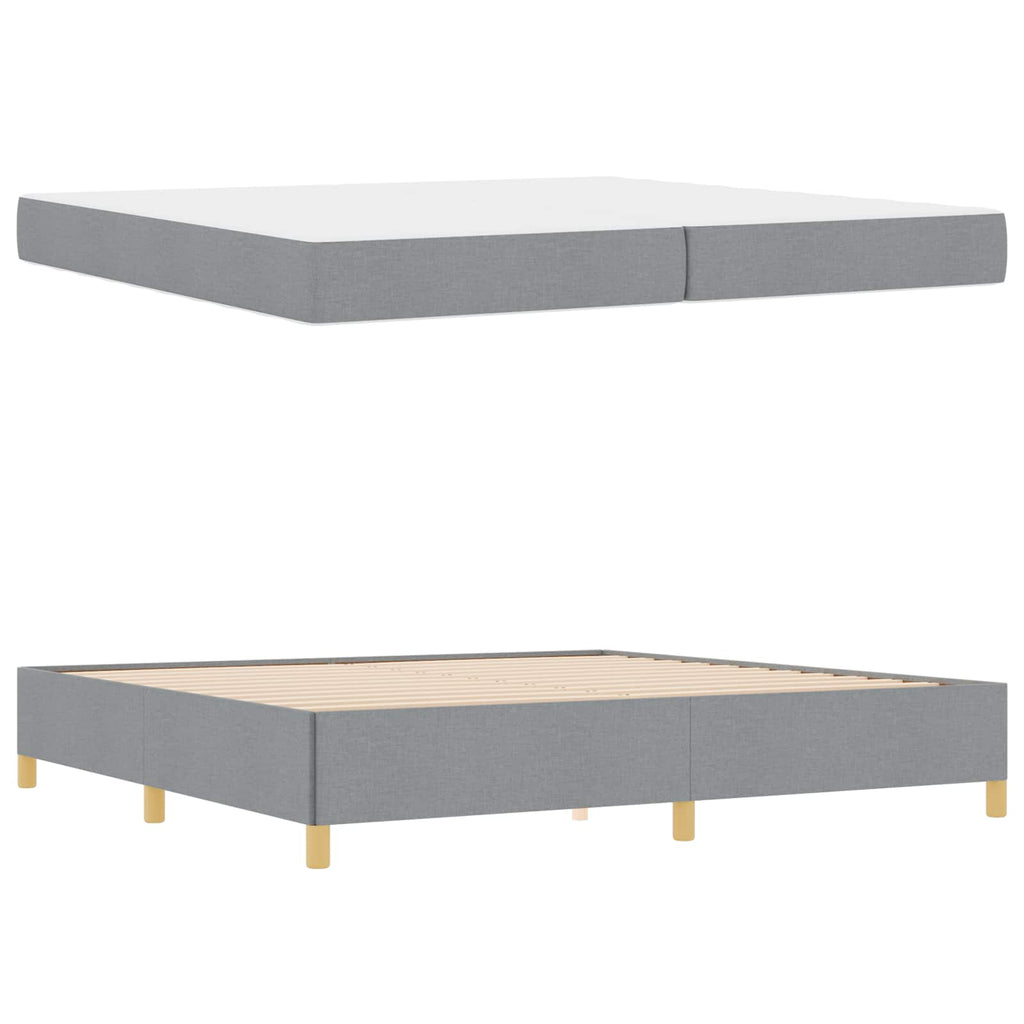 vidaXL Ramka łóżka z materacem Jasnoszary 200 x 200 cm tkanina