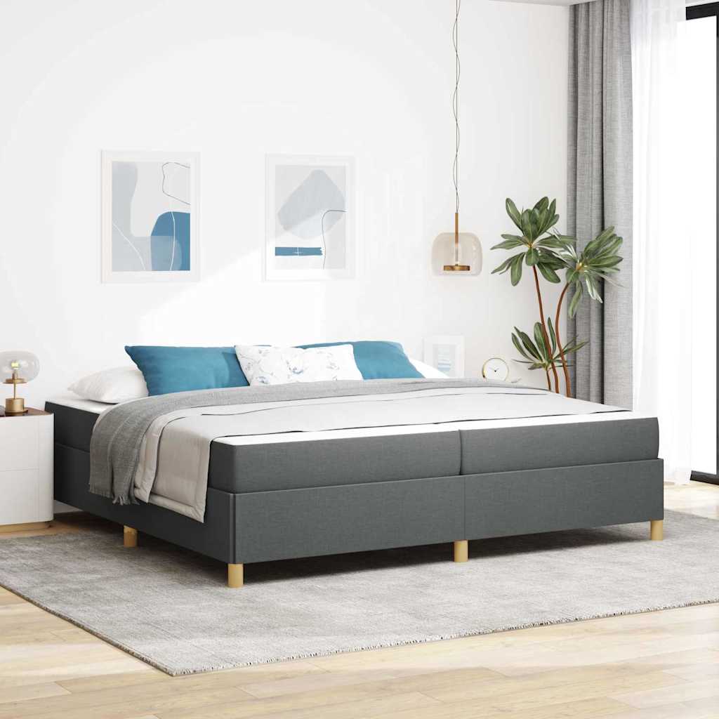 vidaXL Ramka łóżka z materacem Ciemnoszary 200 x 200 cm tkanina