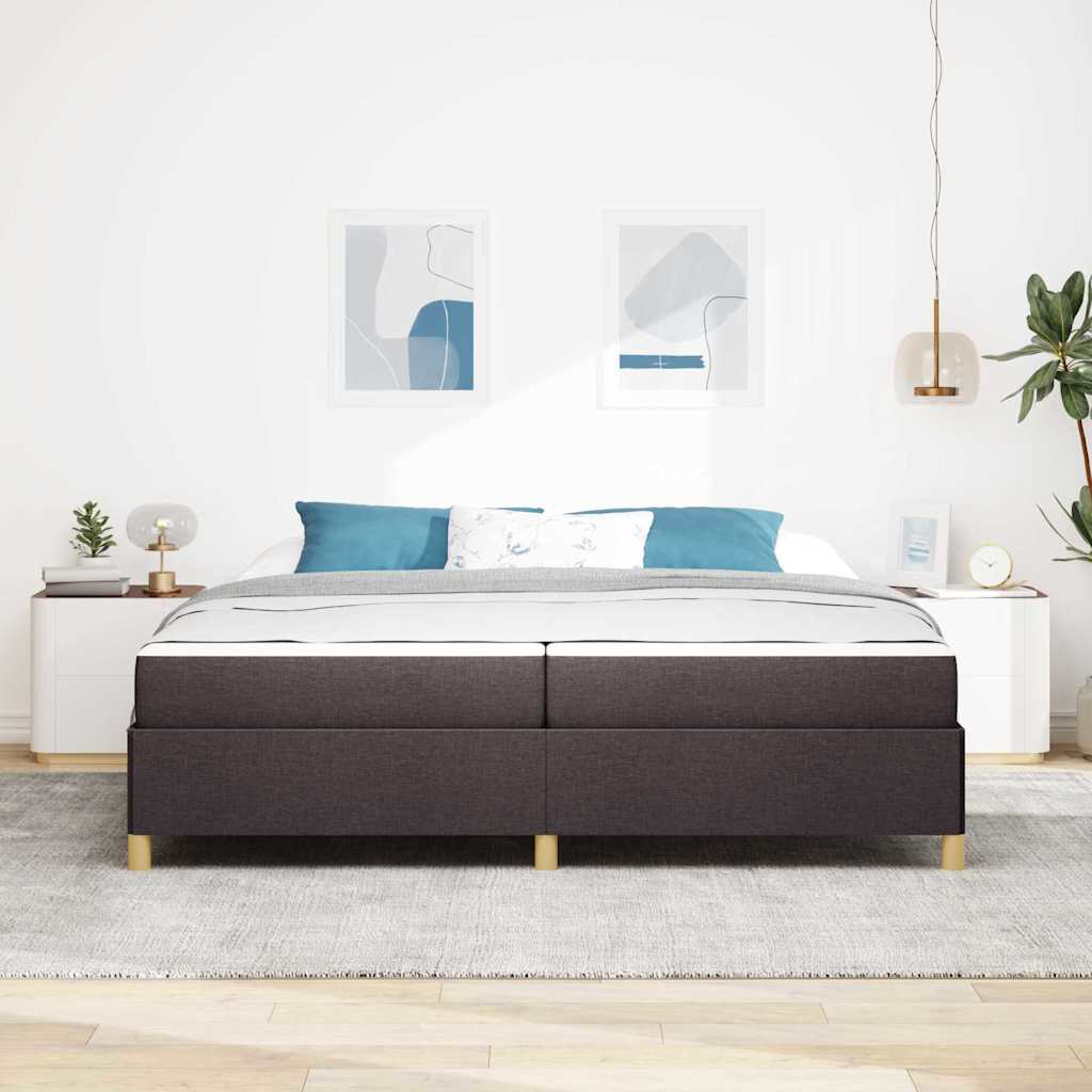 vidaXL Ramka łóżka z materacem Ciemny brąz 200 x 200 cm tkanina