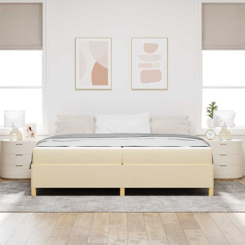 vidaXL Ramka łóżka z materacem Kremowy 200 x 200 cm tkanina