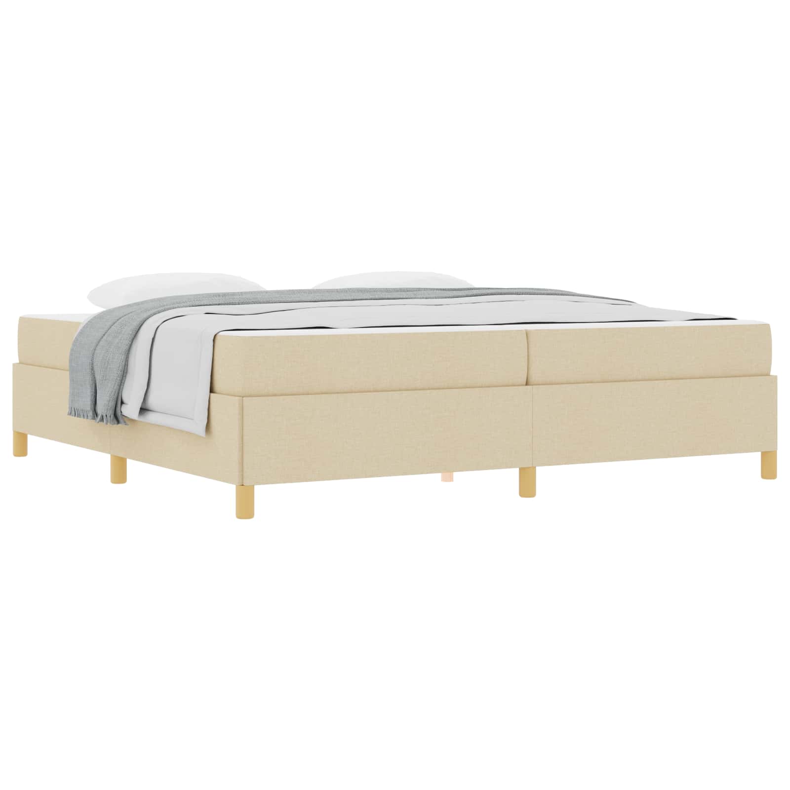 vidaXL Ramka łóżka z materacem Kremowy 200 x 200 cm tkanina