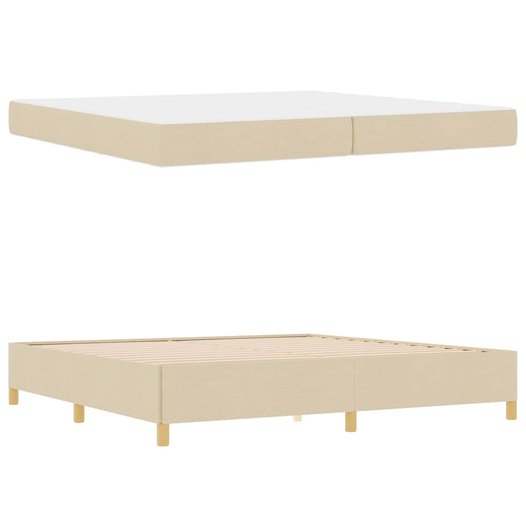 vidaXL Ramka łóżka z materacem Kremowy 200 x 200 cm tkanina