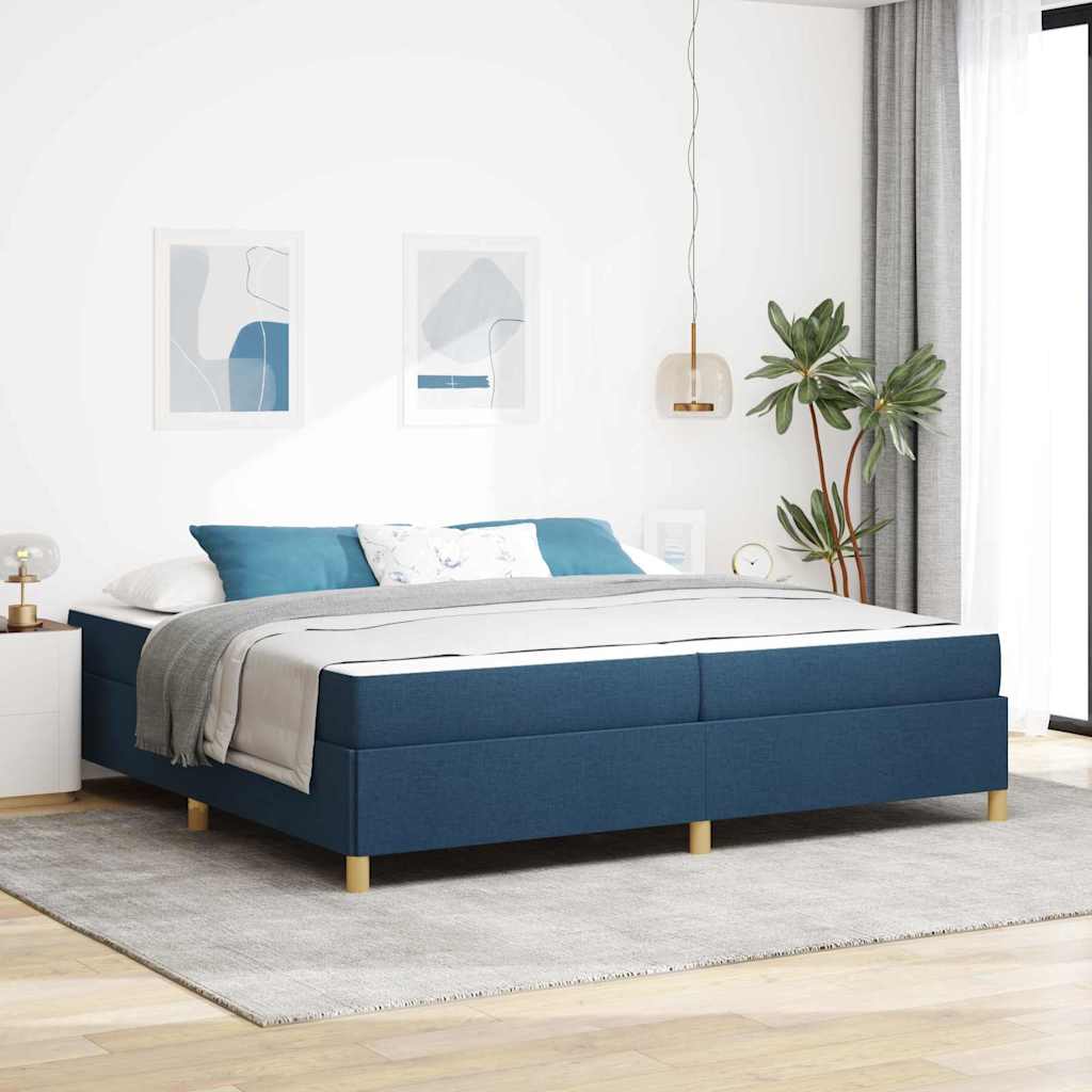 vidaXL Ramka łóżka z materacem Niebieski 200 x 200 cm tkanina
