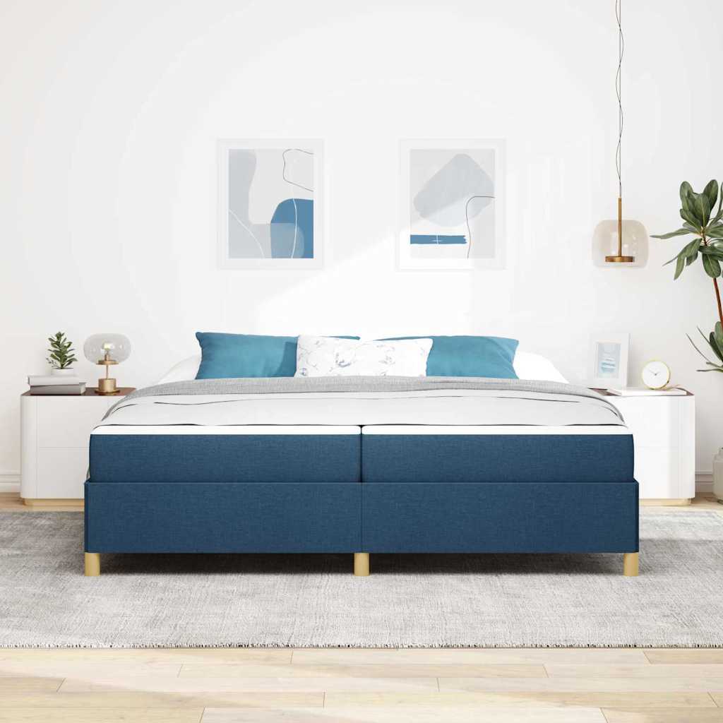vidaXL Ramka łóżka z materacem Niebieski 200 x 200 cm tkanina