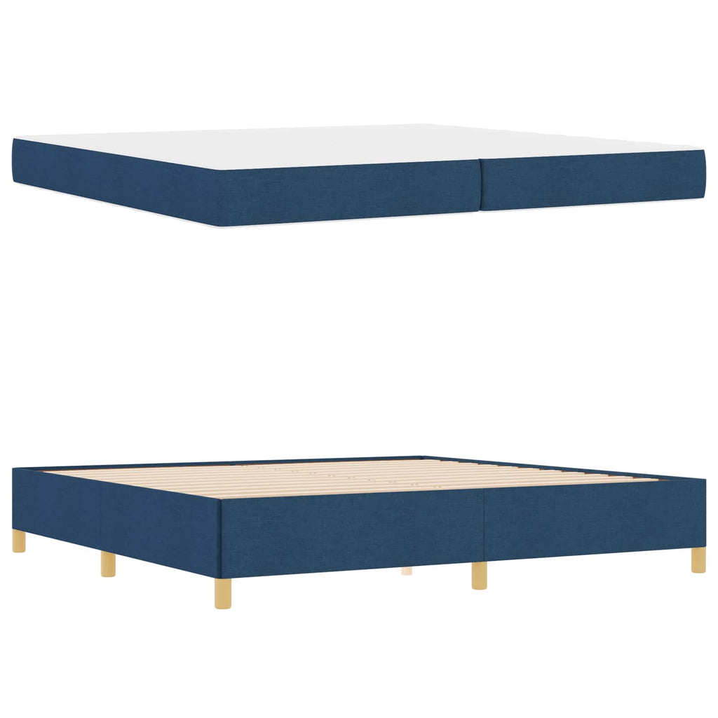 vidaXL Ramka łóżka z materacem Niebieski 200 x 200 cm tkanina