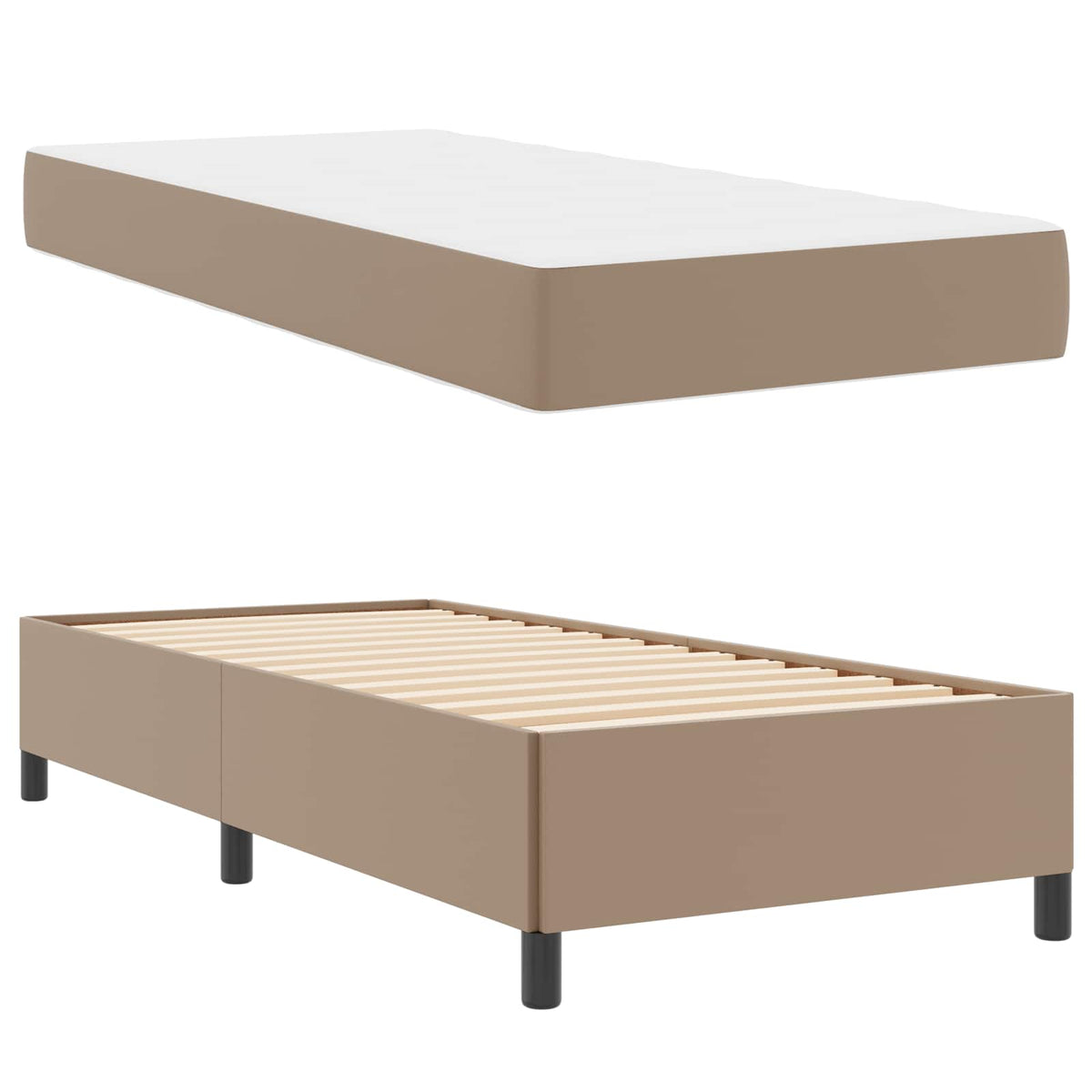 vidaXL Ramka łóżka z materacem Cappuccino 100 x 200 cm tkanina