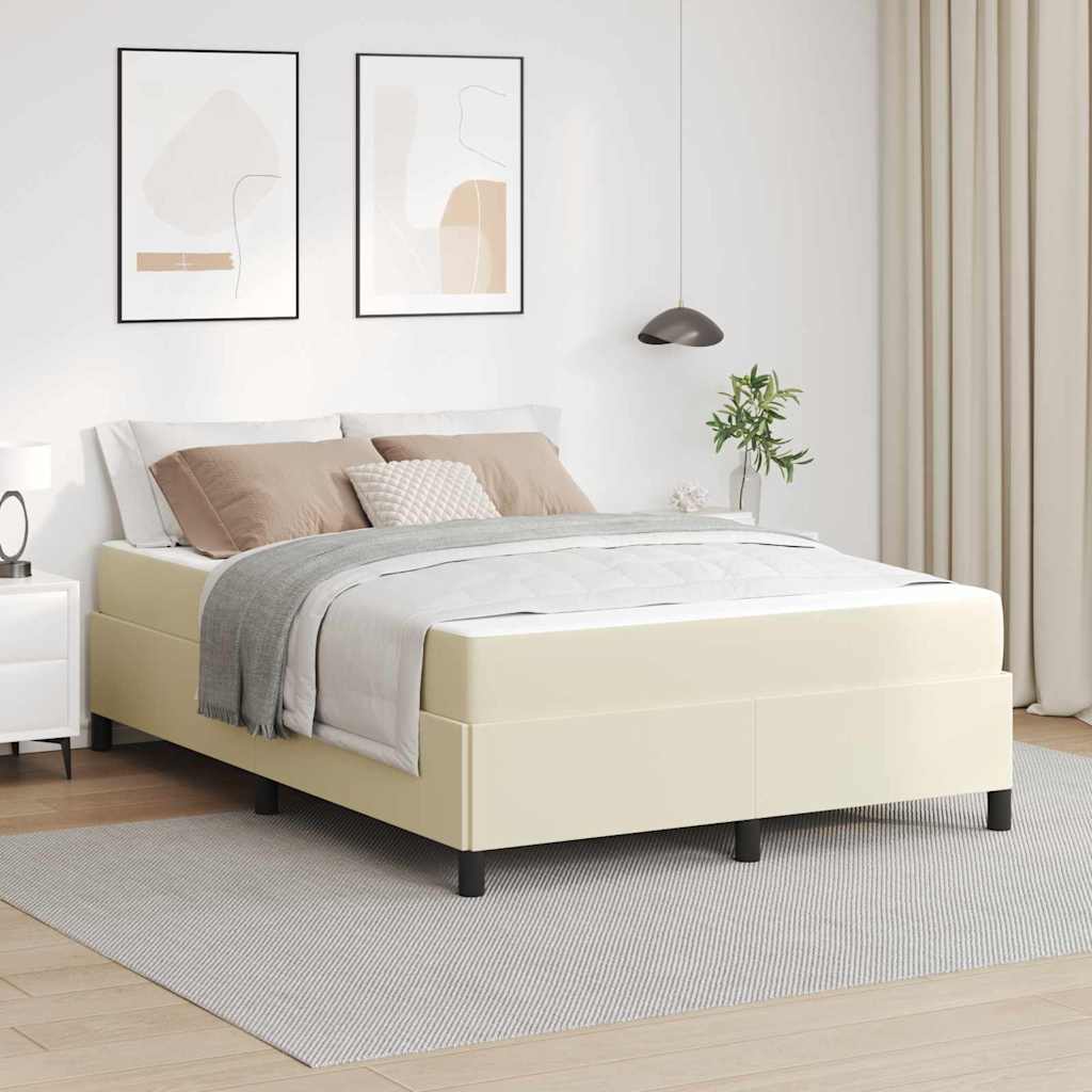 vidaXL Ramka łóżka z materacem Kremowy 160 x 200 cm tkanina