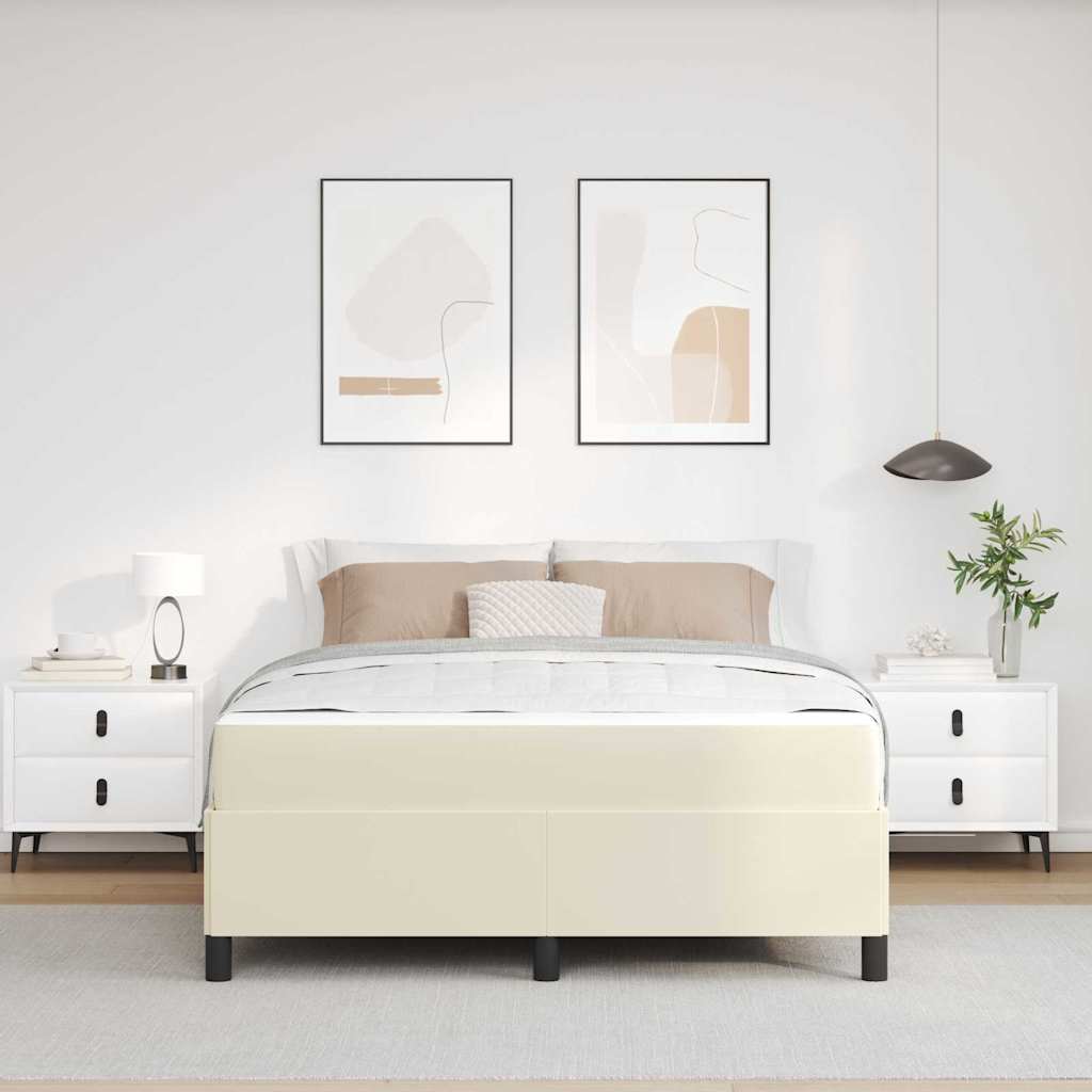 vidaXL Ramka łóżka z materacem Kremowy 160 x 200 cm tkanina