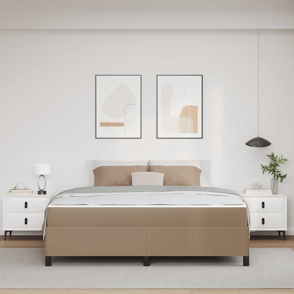 vidaXL Ramka łóżka z materacem Cappuccino 180 x 200 cm tkanina