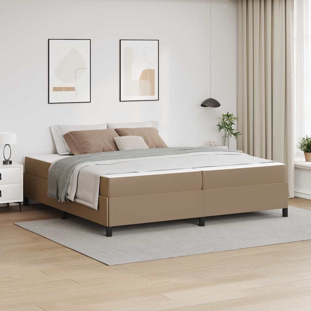 vidaXL Ramka łóżka z materacem Cappuccino 200 x 200 cm tkanina