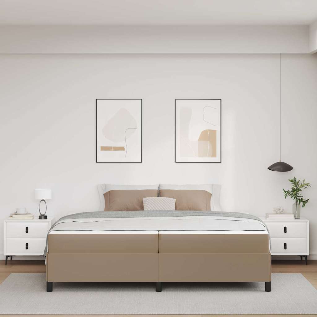 vidaXL Ramka łóżka z materacem Cappuccino 200 x 200 cm tkanina