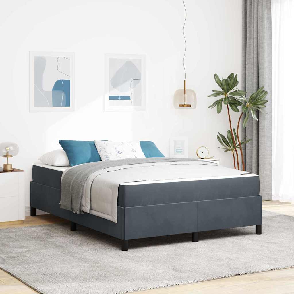 vidaXL Ramka łóżka Ciemnoszary 140 x 190 cm tkanina