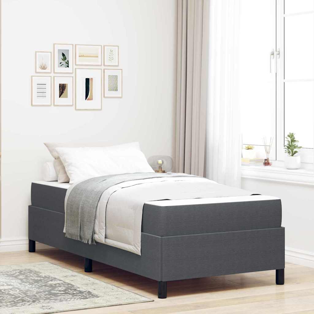 vidaXL Ramka łóżka z materacem Ciemnoszary 90 x 190 cm tkanina