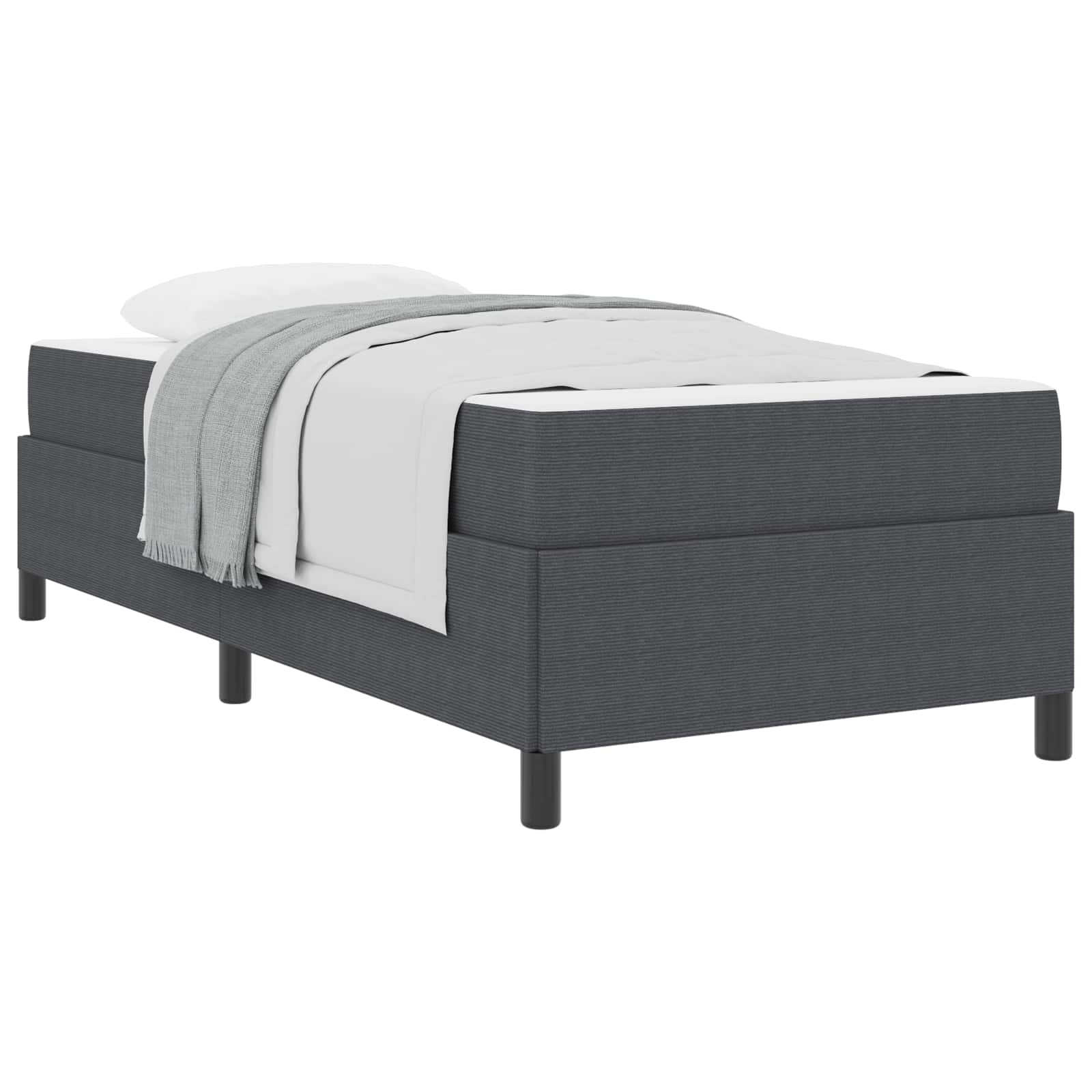 vidaXL Ramka łóżka z materacem Ciemnoszary 90 x 190 cm tkanina