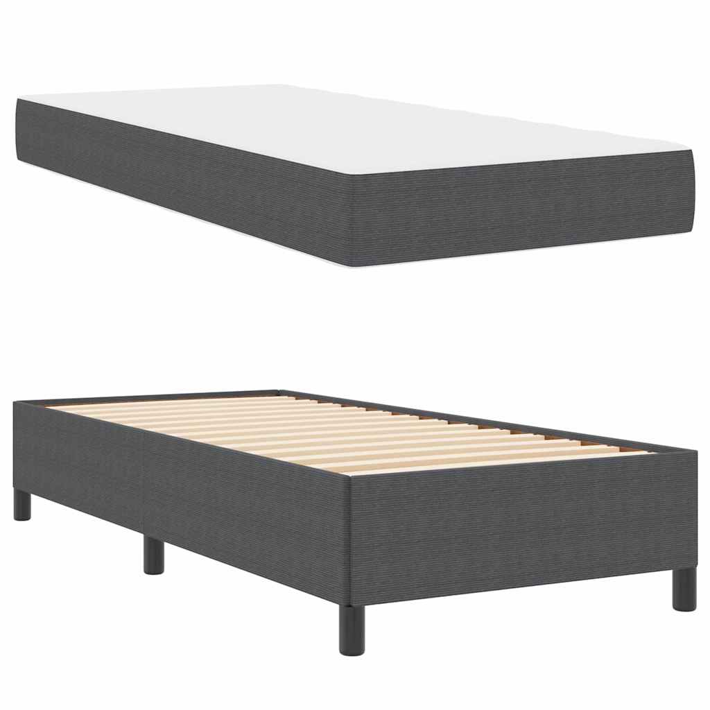 vidaXL Ramka łóżka z materacem Ciemnoszary 90 x 190 cm tkanina
