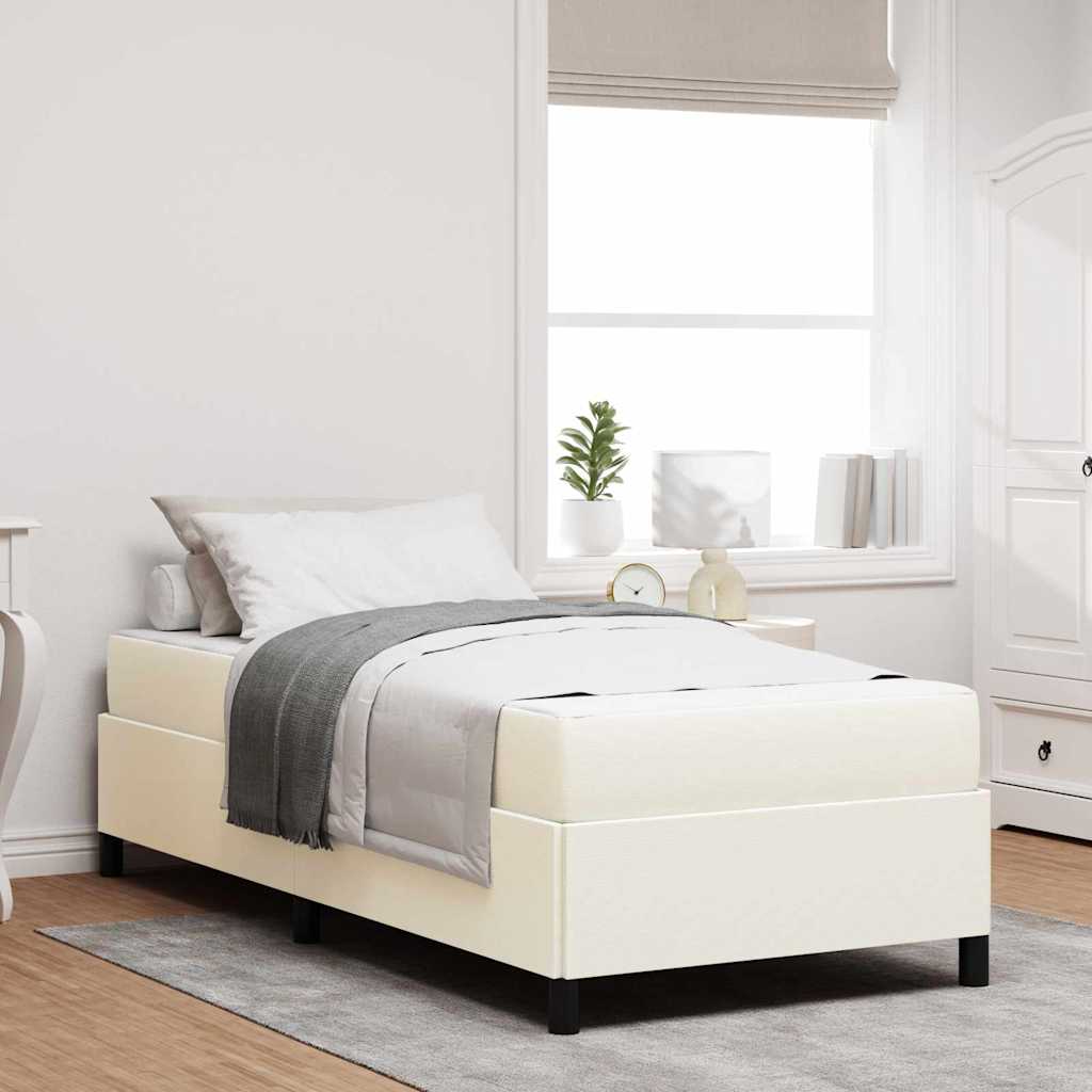 vidaXL Ramka łóżka z materacem Kremowy 90 x 190 cm tkanina