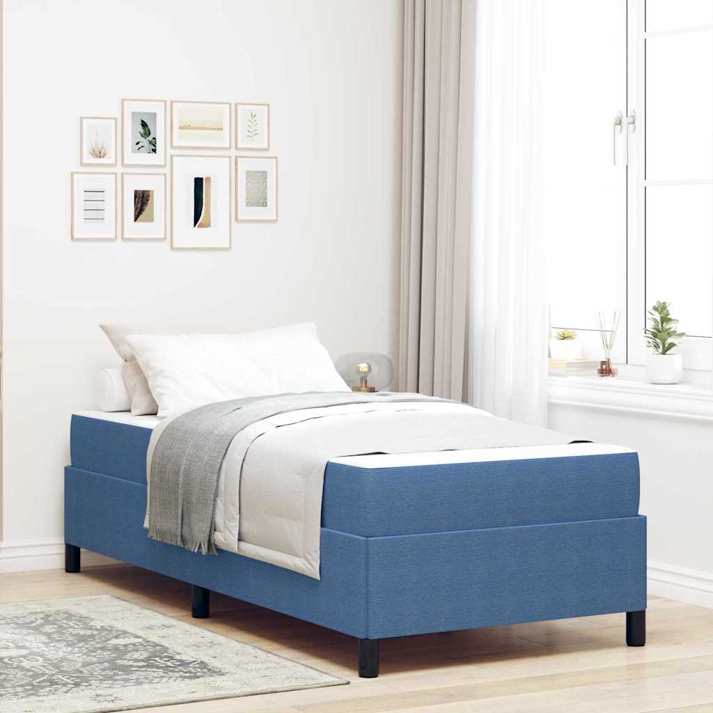 vidaXL Ramka łóżka z materacem Niebieski 90 x 190 cm tkanina