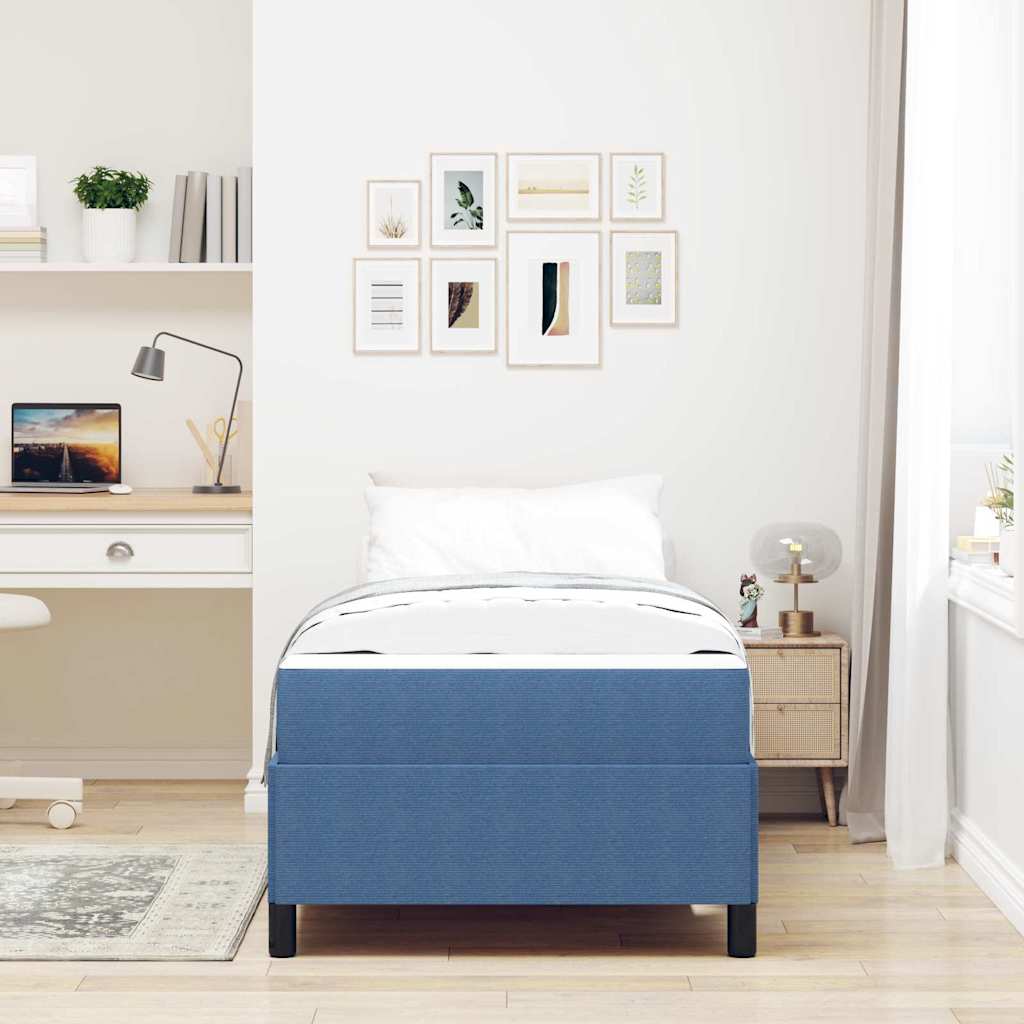 vidaXL Ramka łóżka z materacem Niebieski 90 x 190 cm tkanina