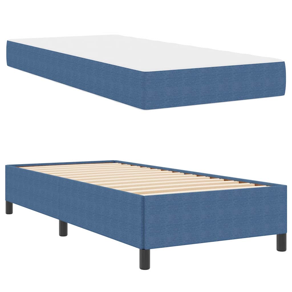vidaXL Ramka łóżka z materacem Niebieski 90 x 190 cm tkanina