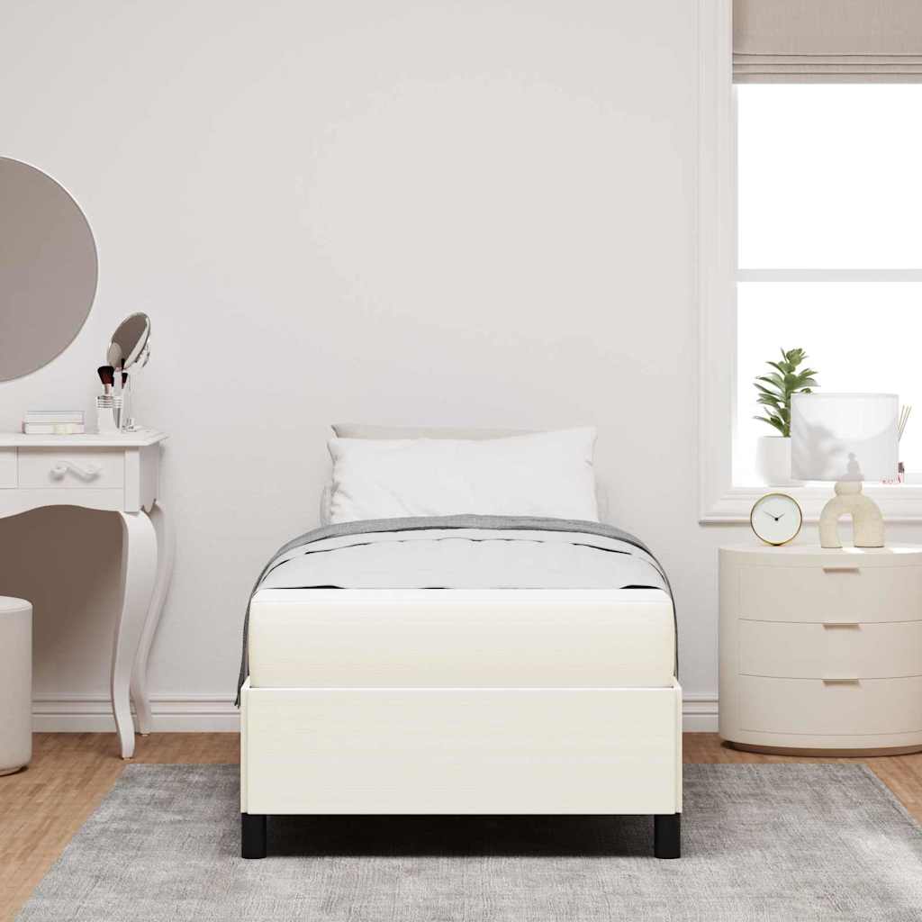 vidaXL Ramka łóżka z materacem Kremowy 90 x 200 cm tkanina