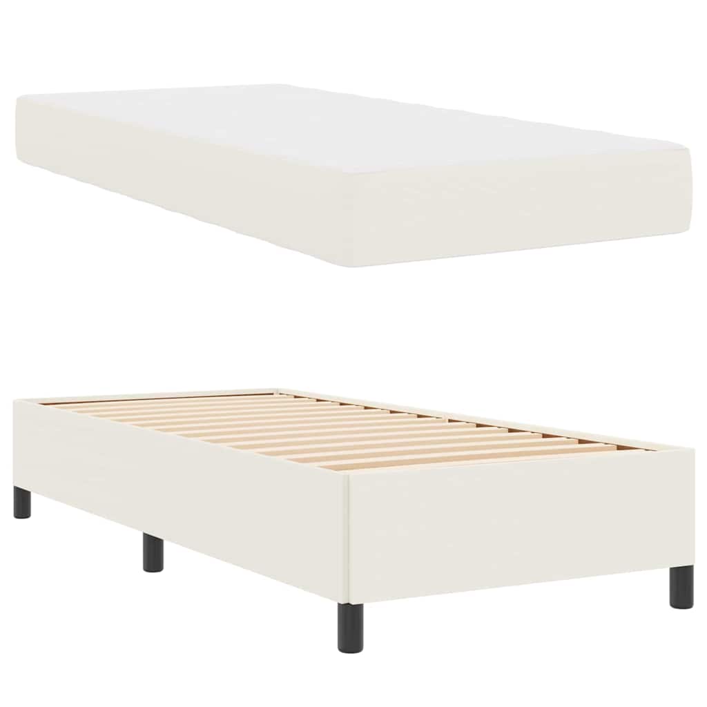 vidaXL Ramka łóżka z materacem Kremowy 100 x 200 cm tkanina