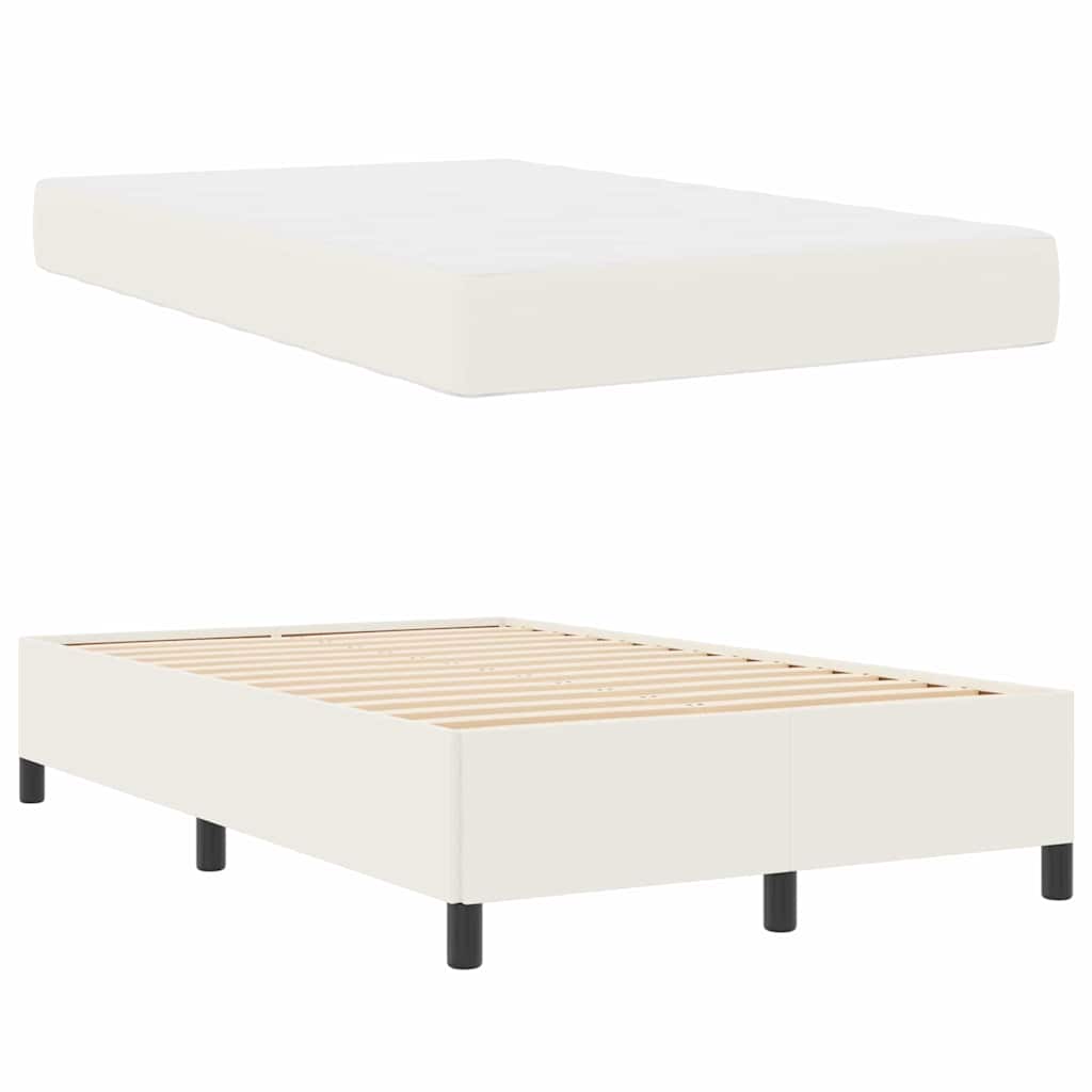 vidaXL Ramka łóżka z materacem Kremowy 120 x 190 cm tkanina