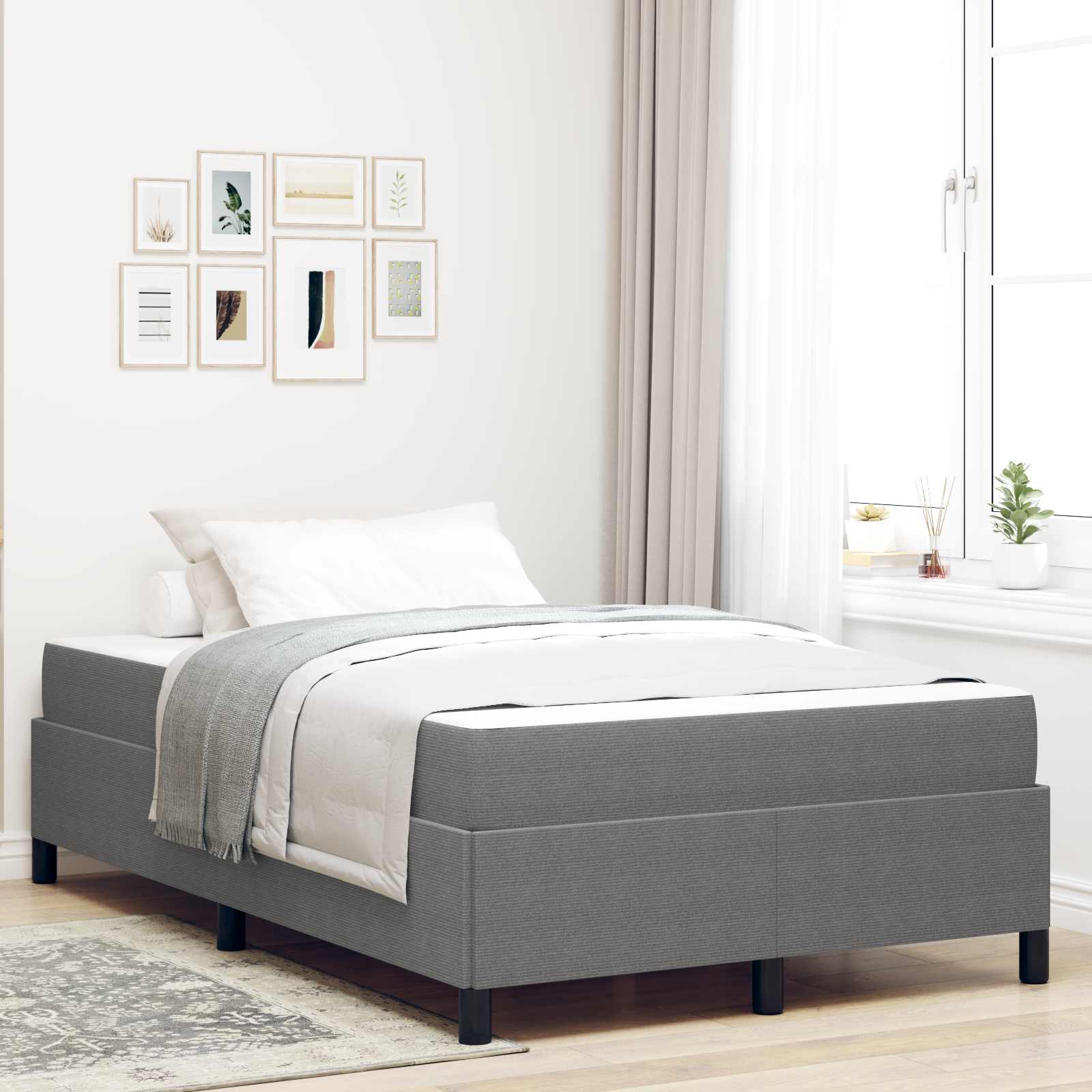 vidaXL Ramka łóżka z materacem Jasnoszary 120 x 200 cm tkanina