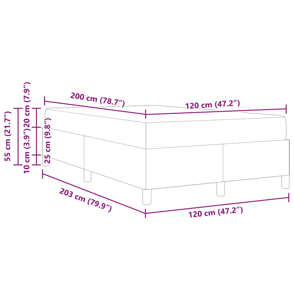vidaXL Ramka łóżka z materacem Kremowy 120 x 200 cm tkanina