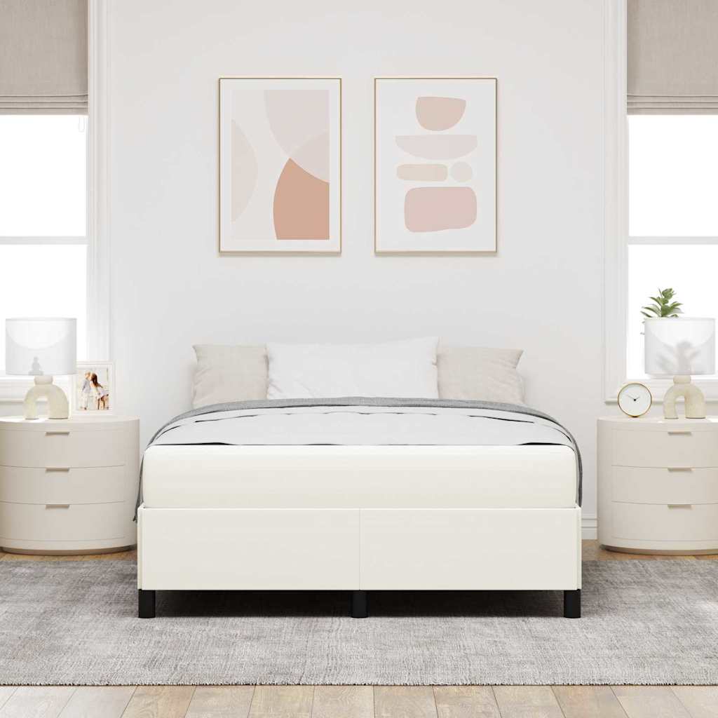 vidaXL Ramka łóżka z materacem Kremowy 140 x 200 cm tkanina