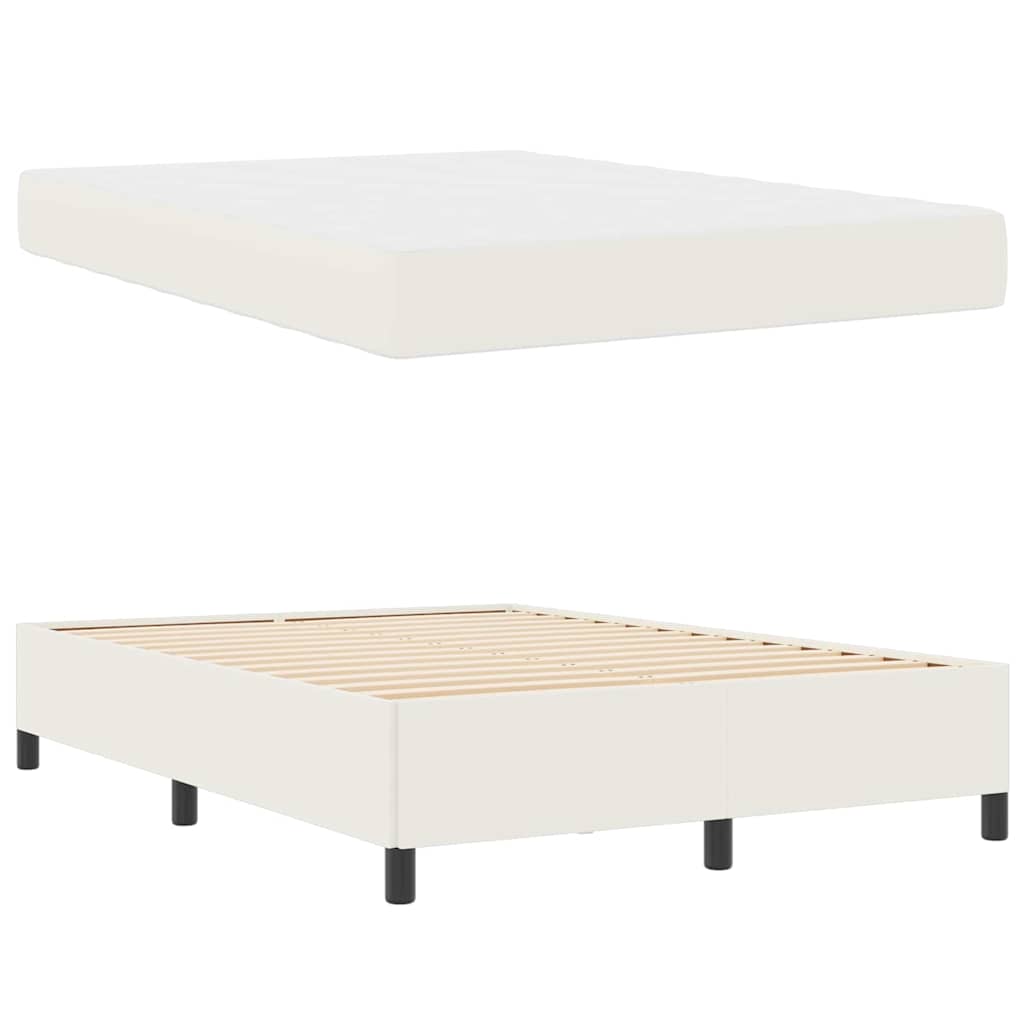 vidaXL Ramka łóżka z materacem Kremowy 140 x 200 cm tkanina