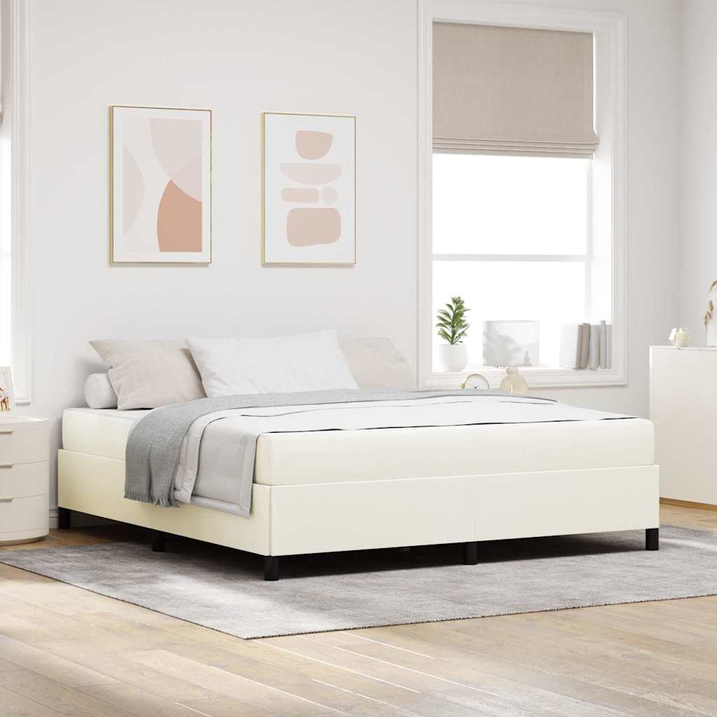 vidaXL Ramka łóżka z materacem Kremowy 180 x 200 cm tkanina