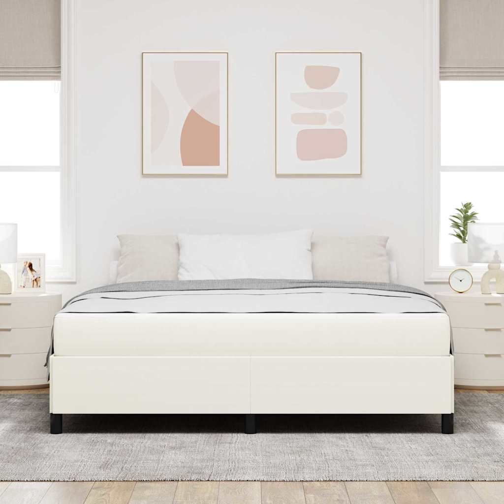 vidaXL Ramka łóżka z materacem Kremowy 180 x 200 cm tkanina