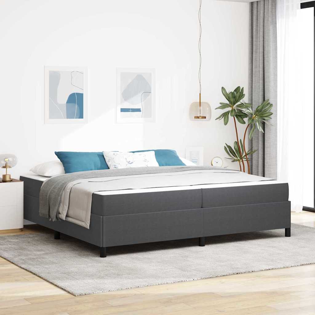 vidaXL Ramka łóżka z materacem Ciemnoszary 200 x 200 cm tkanina