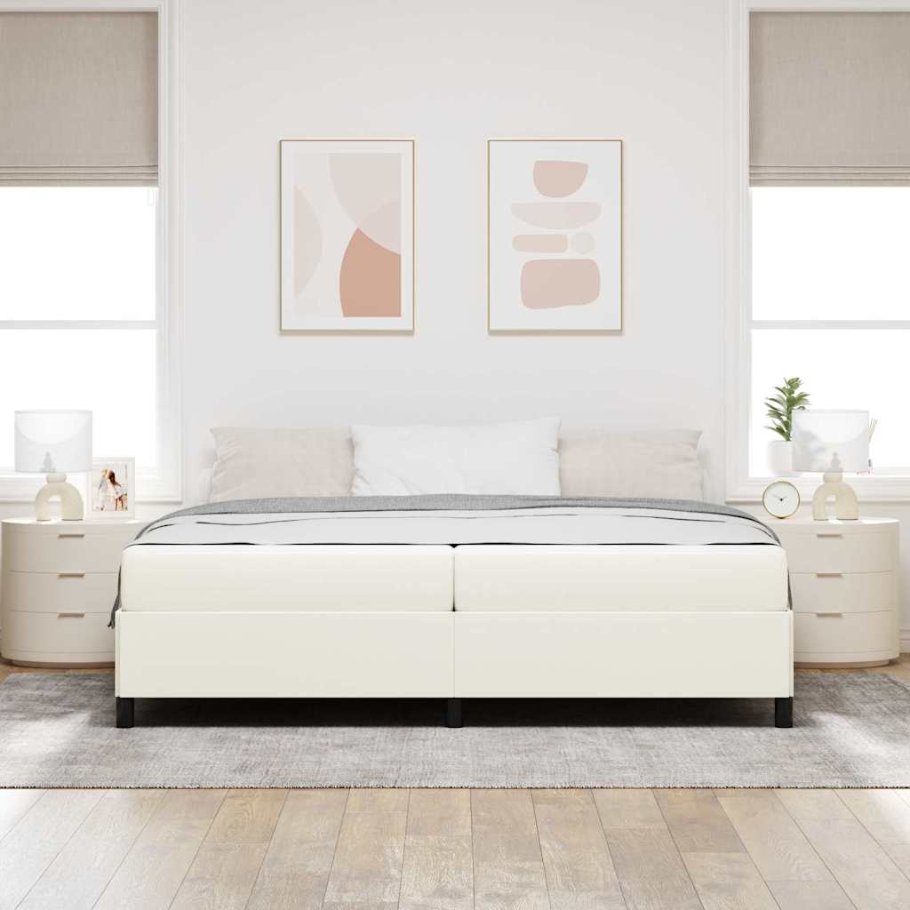 vidaXL Ramka łóżka z materacem Kremowy 200 x 200 cm tkanina