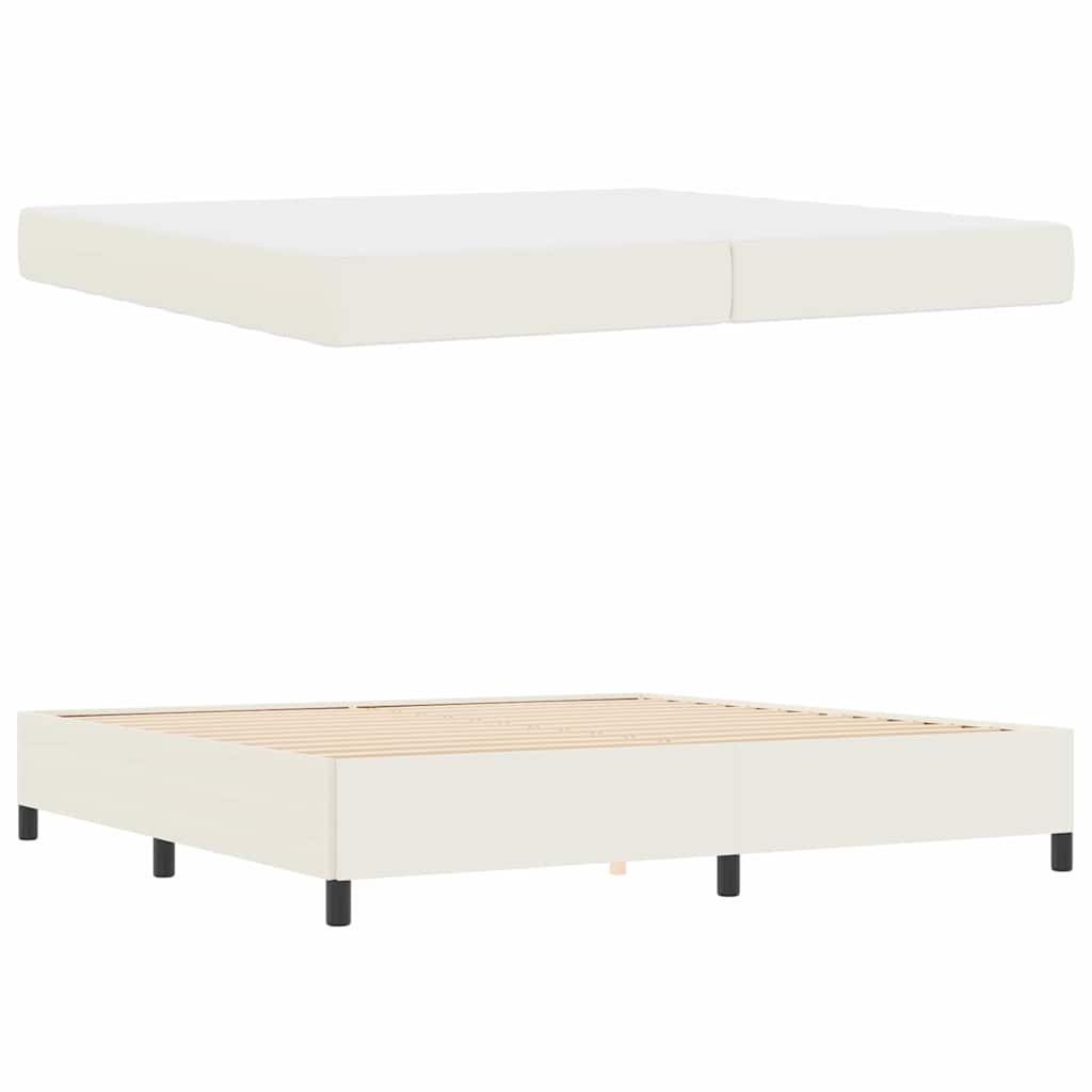 vidaXL Ramka łóżka z materacem Kremowy 200 x 200 cm tkanina