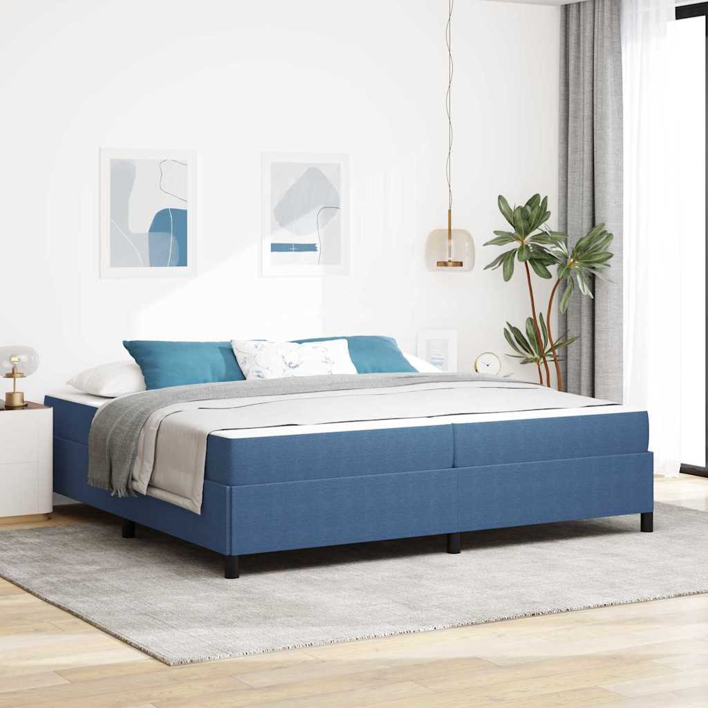 vidaXL Ramka łóżka z materacem Niebieski 200 x 200 cm tkanina