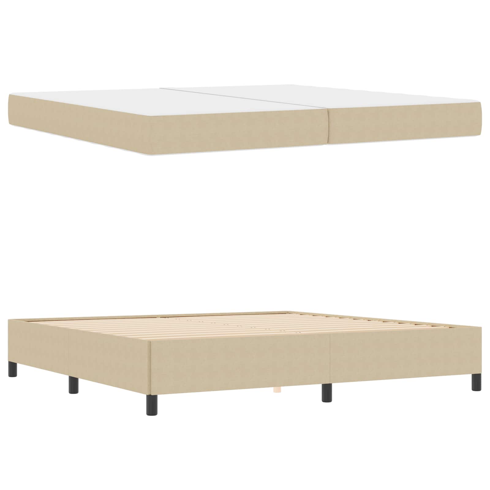 vidaXL Ramka łóżka z materacem Jasnozielony szary 200 x 200 cm tkanina