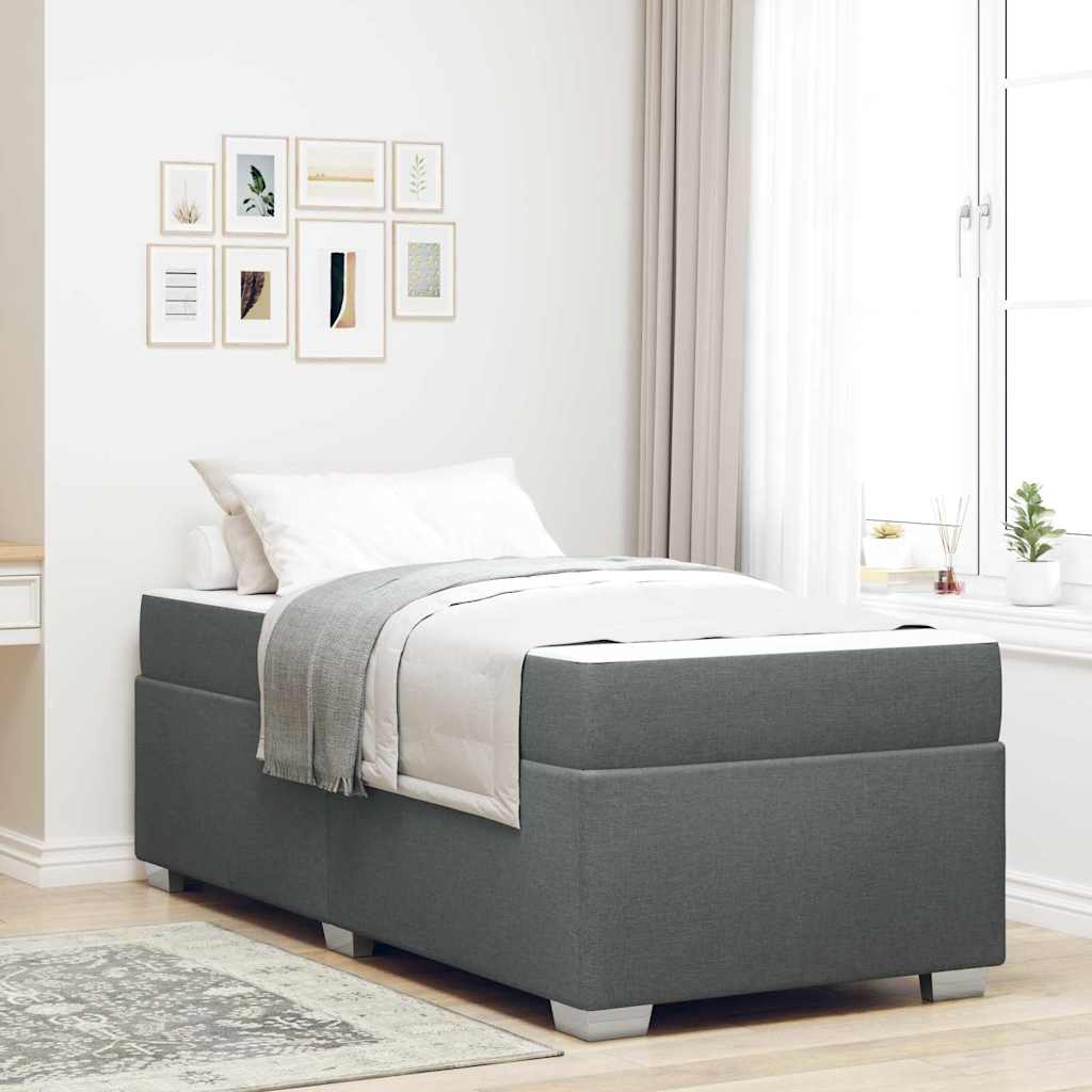 vidaXL Ramka łóżka z materacem Ciemnoszary 90 x 190 cm tkanina