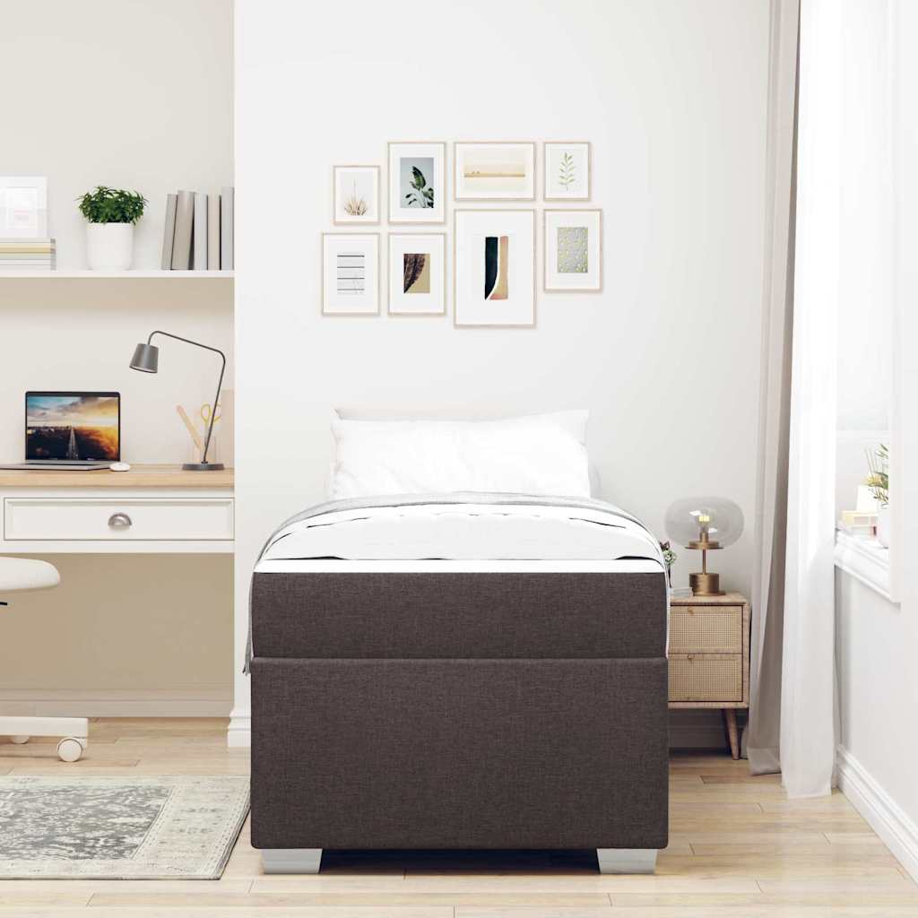 vidaXL Ramka łóżka z materacem Ciemny brąz 90 x 190 cm tkanina
