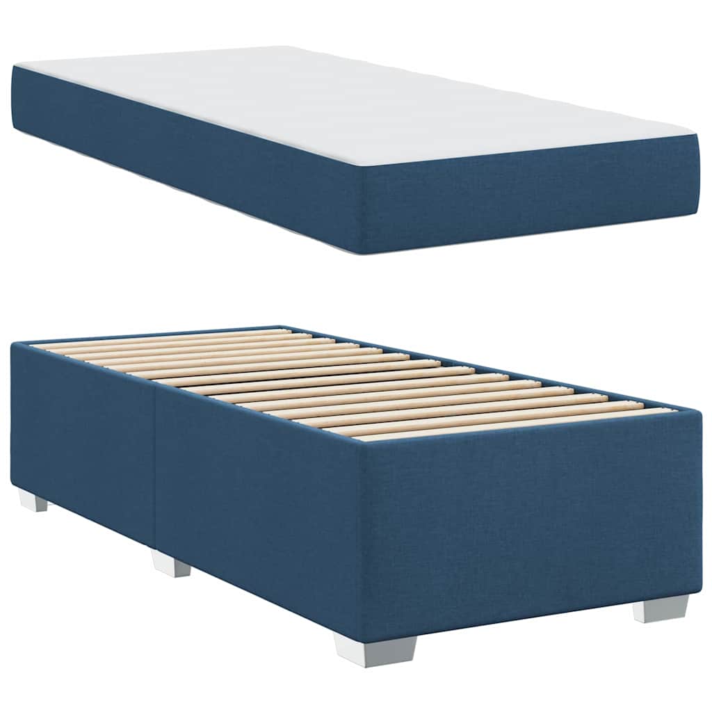 vidaXL Ramka łóżka z materacem Niebieski 90 x 190 cm tkanina