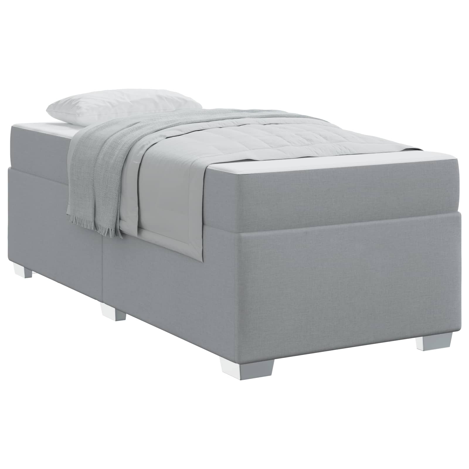 vidaXL Ramka łóżka z materacem Jasnoszary 90 x 200 cm tkanina